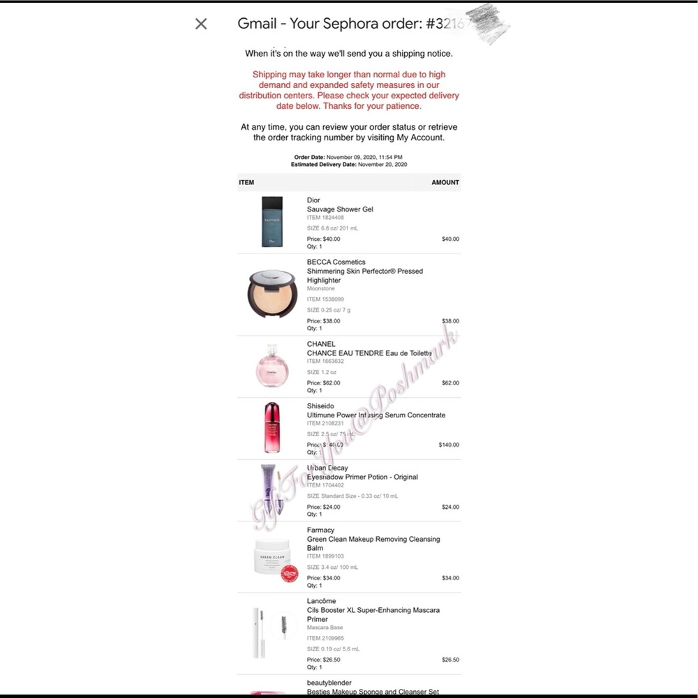2020 #Sephora Sale Events Receipt